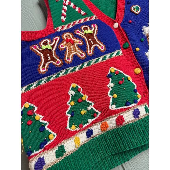 Vintage 1995 Marisa Christina II Christmas Sweater Vest Women’s 3X Gingerbread - Picture 3 of 7